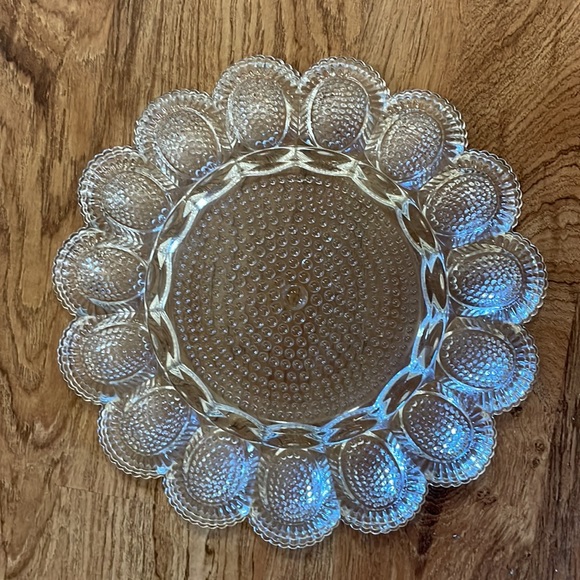 Indiana cut glass hobnail deviled egg plate beautiful great for Easter e… - Picture 2 of 2